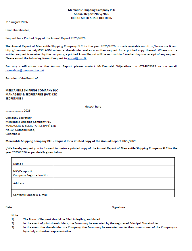 Circular to Shareholders